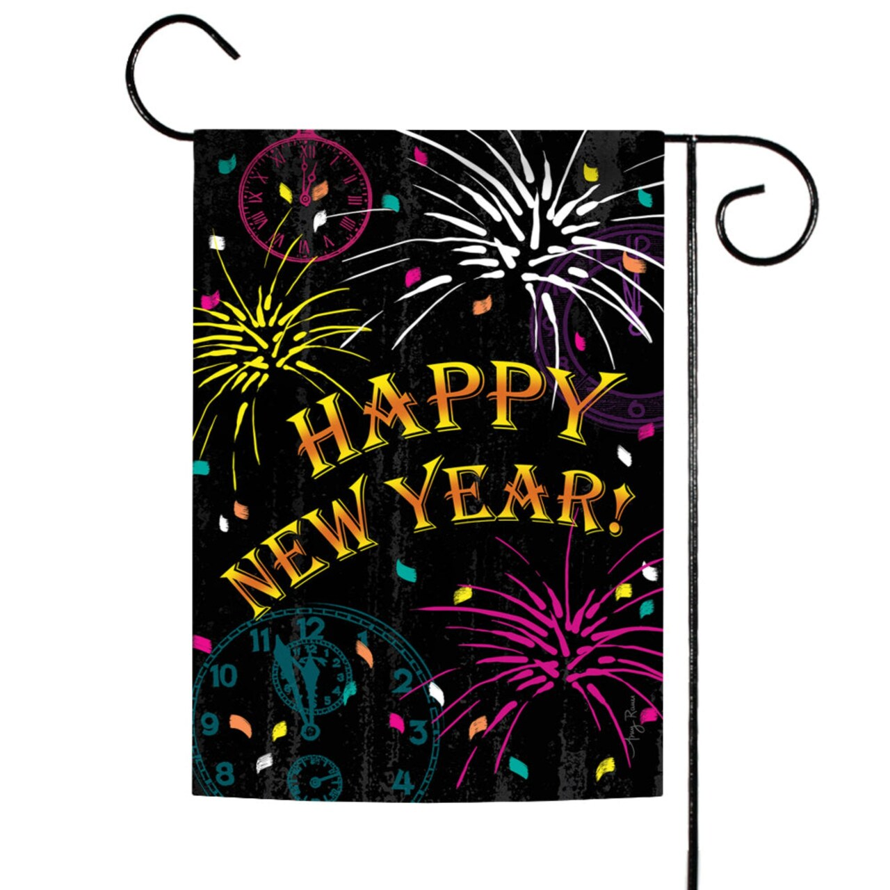 Toland Home Garden Yellow and Pink "HAPPY NEW YEAR" Outdoor Rectangular Mini Garden Flag 18" x 12.5"